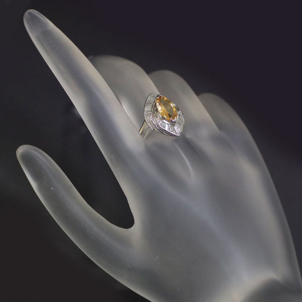 Pt900 Imperial Topaz Diamond Ring 1.54ct D0.62ct 