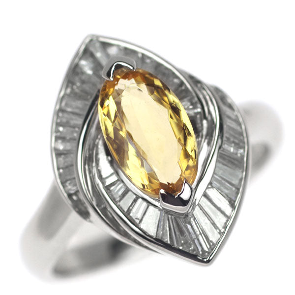 Pt900 Imperial Topaz Diamond Ring 1.54ct D0.62ct 