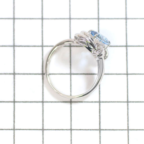 Pt900 Aquamarine Diamond Ring 1.11ct D0.10ct 