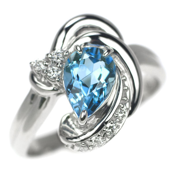 Pt900 Aquamarine Diamond Ring 1.11ct D0.10ct 