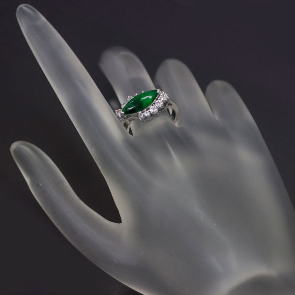 K18WG Jade Diamond Ring 1.77ct D0.50ct 