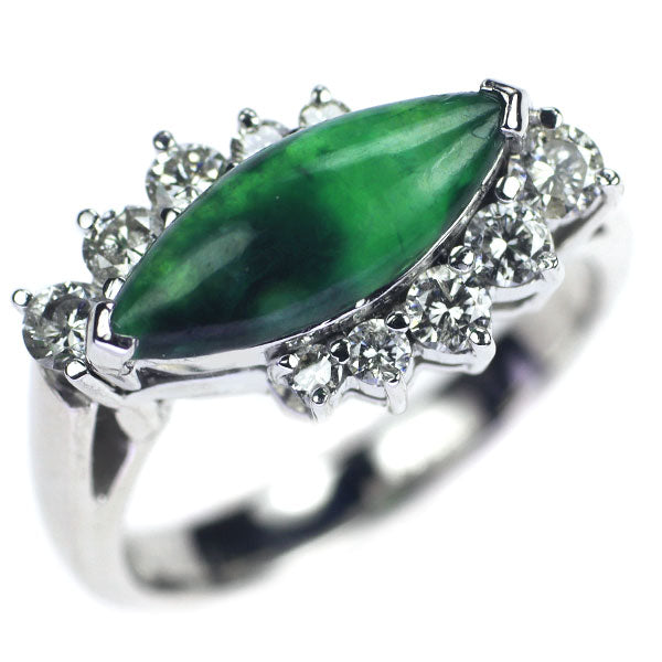 K18WG Jade Diamond Ring 1.77ct D0.50ct 