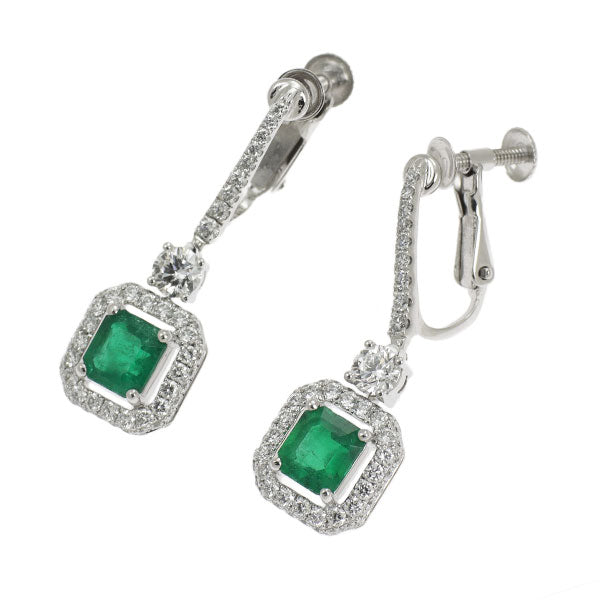 Graff K18WG Colombian emerald and diamond earrings 1.36ct 1.22 with sales certificate [Selby Ginza store] [S, like new, polished] [Used] 