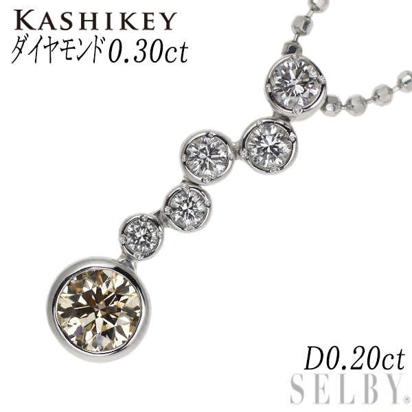 Kashikei Pt Brown Diamond Pendant Necklace 0.30ct D0.20ct Bezel 