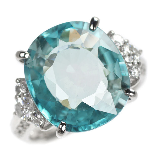 Pt900 Blue Zircon Diamond Ring 12.08ct D0.50ct 