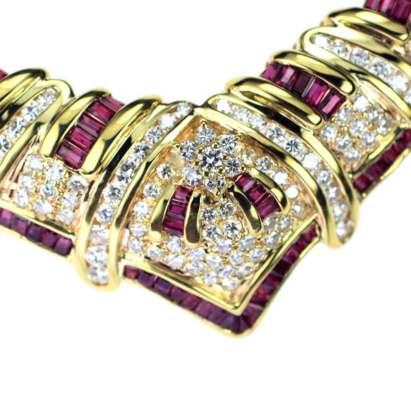 K18YG(Au74%) Ruby Diamond Necklace 4.24ct D4.11ct 