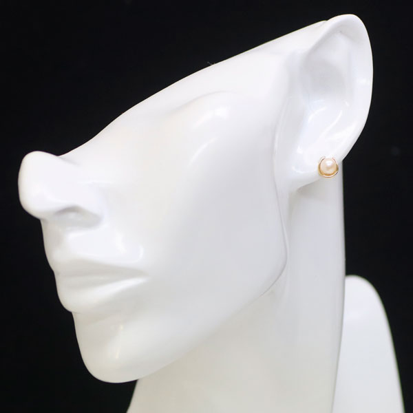 New K18YG Akoya pearl earrings diameter approx. 5.0mm horseshoe 