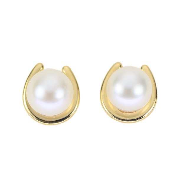 New K18YG Akoya pearl earrings diameter approx. 5.0mm horseshoe 