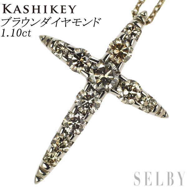Kashikei K18BG Brown Diamond Pendant Necklace 1.10ct Naked Cross 
