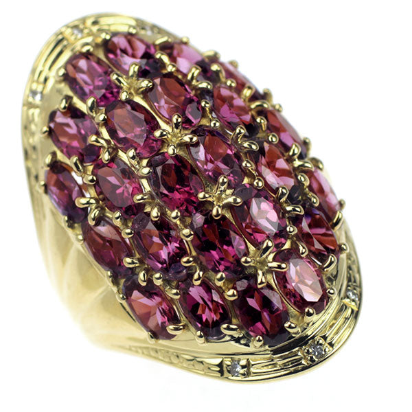 K18YG Rhodolite Garnet Diamond Ring 7.35ct D0.03ct 