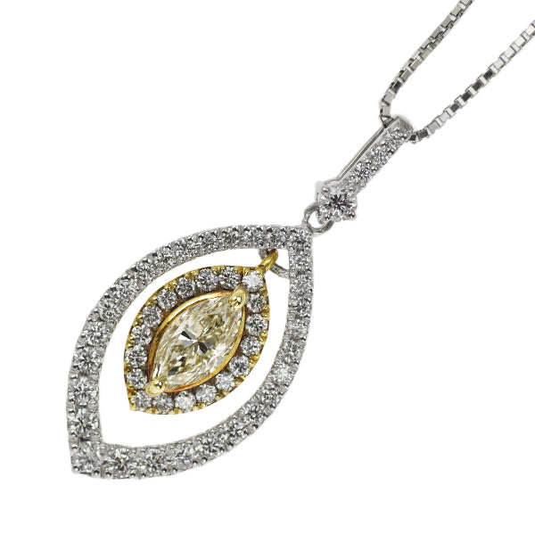 K18YG/Pt Marquise Diamond Pendant Necklace 0.600ct D0.62ct 