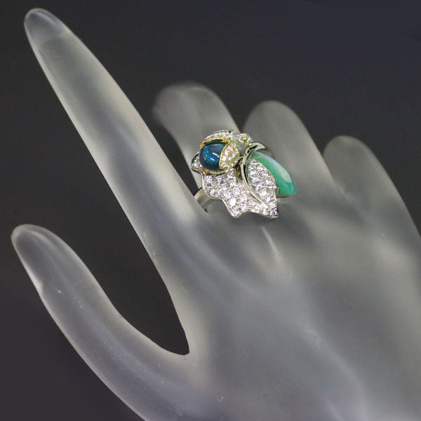 Kanazawa Ikuno/AK Collection Pt900/K18YG Black Opal Diamond Ring D1.03ct Ladybug 