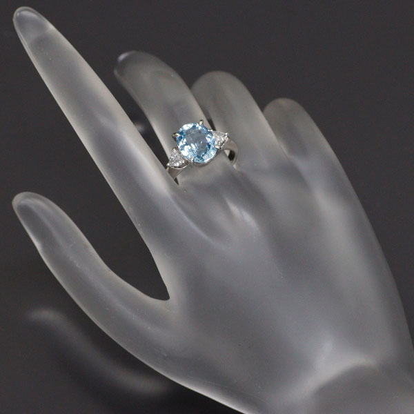 Tasaki Pearl Pt900 Aquamarine Diamond Ring 3.63ct D0.39ct 