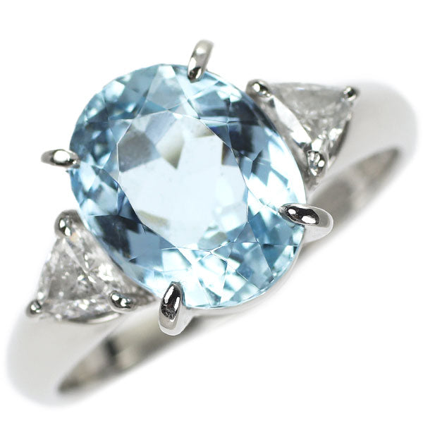 Tasaki Pearl Pt900 Aquamarine Diamond Ring 3.63ct D0.39ct 