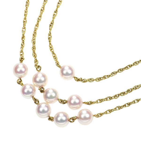 MIKIMOTO K18YG Akoya pearl separate necklace, diameter approx. 5.4-5.6mm, 3 strands 