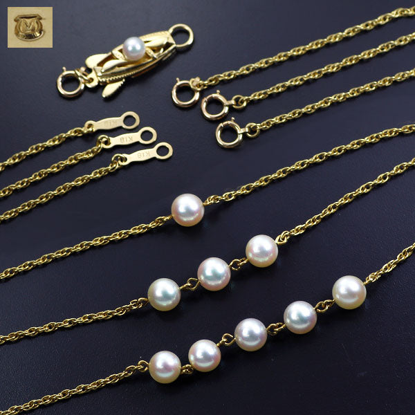 MIKIMOTO K18YG Akoya pearl separate necklace, diameter approx. 5.4-5.6mm, 3 strands 