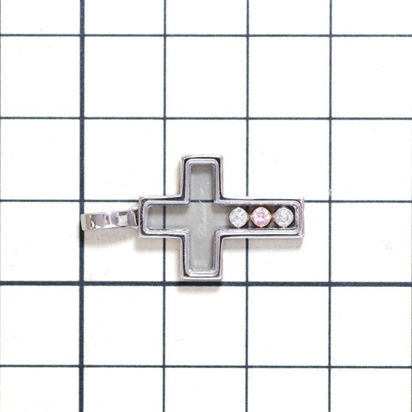 ショパール K18WG/PG ダイヤモンド ピンクサファイア ペンダントトップ ハッピーダイヤ クロス
