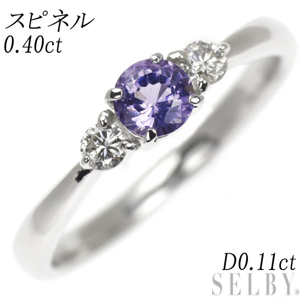 Pt950 Spinel Diamond Ring 0.40ct D0.11ct 