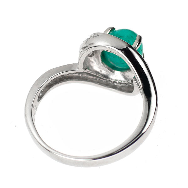 Pt900 Brazilian emerald cat's eye (F1) diamond ring 1.90ct D0.42ct 