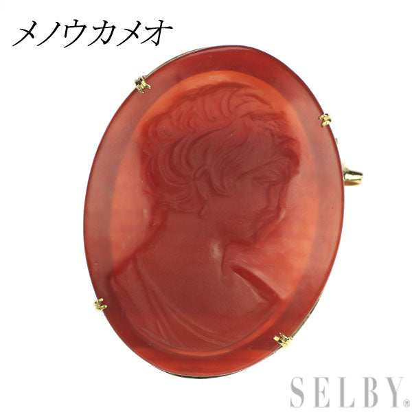 K18YG Agate Cameo Brooch and Pendant 