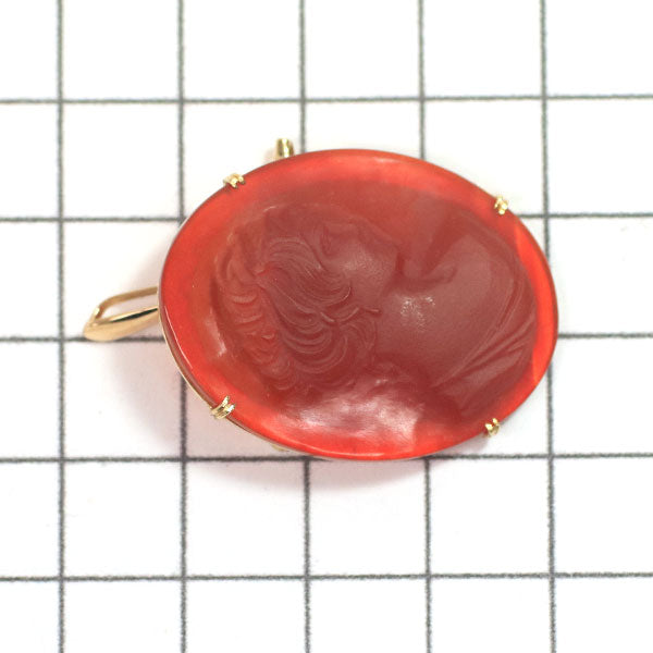 K18YG Agate Cameo Brooch and Pendant 