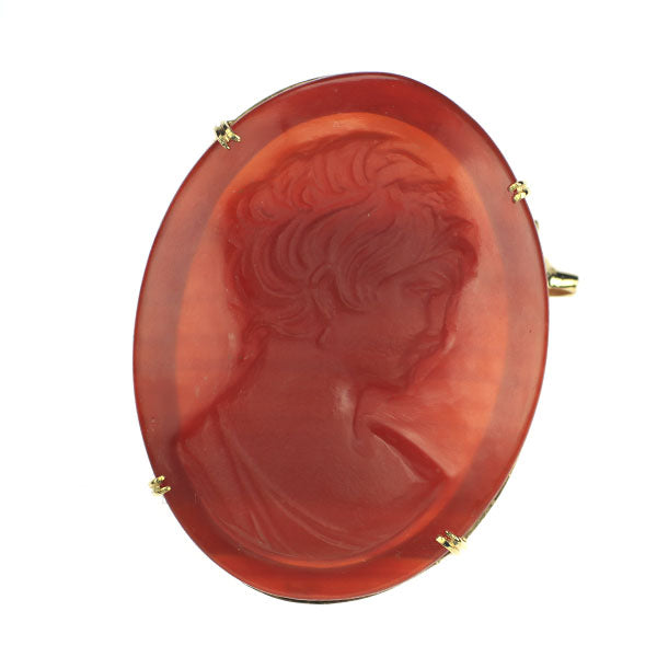 K18YG Agate Cameo Brooch and Pendant 