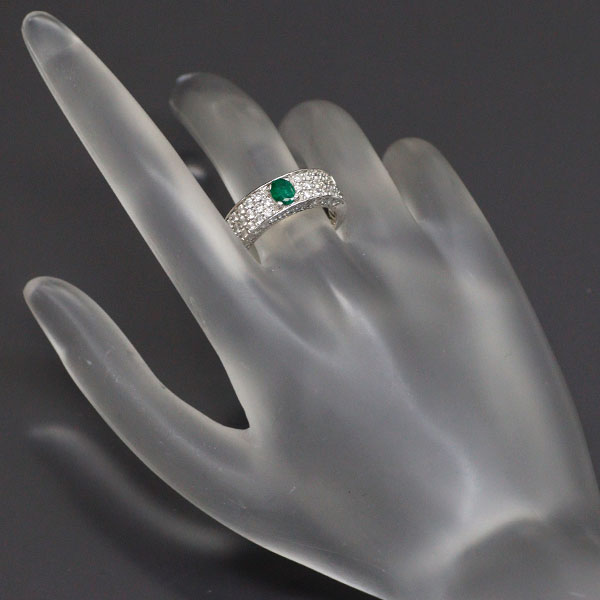 Pt900 Emerald Diamond Ring 0.37ct D1.00ct 