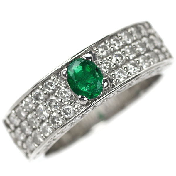 Pt900 Emerald Diamond Ring 0.37ct D1.00ct 