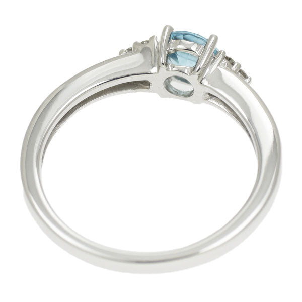 K18WG Blue Zircon Diamond Ring 0.74ct D0.04ct 