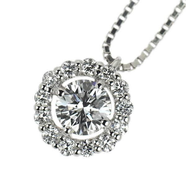 Pt Diamond Pendant Necklace 0.329ct D SI1 EX D0.16ct 