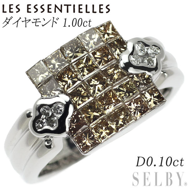 Les Essentiels K18WG Diamond Ring 1.00ct D0.10ct Mystery Setting 