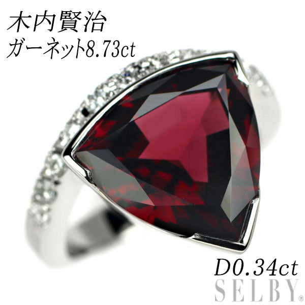 Kenji Kiuchi Pt900 Garnet Diamond Ring 8.73ct D0.34ct 