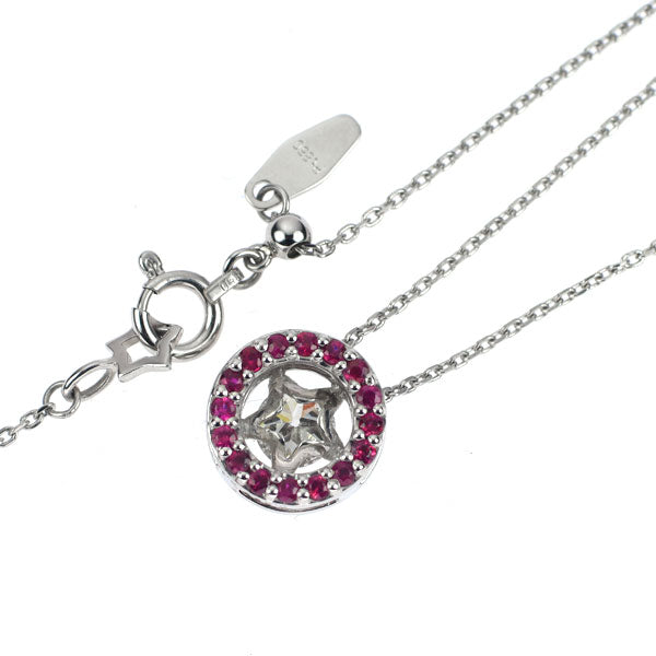wish upon a star Pt diamond ruby ​​pendant necklace 0.314 G SI2 R0.16ct D0.16ct reversible 