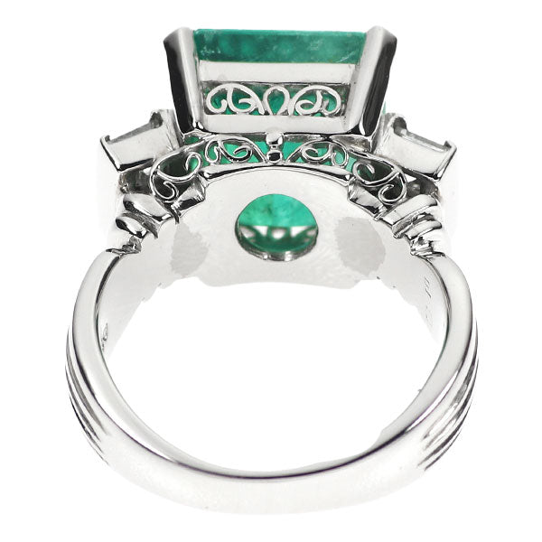 Pt900 Colombian emerald diamond ring 7.23ct D0.83ct 