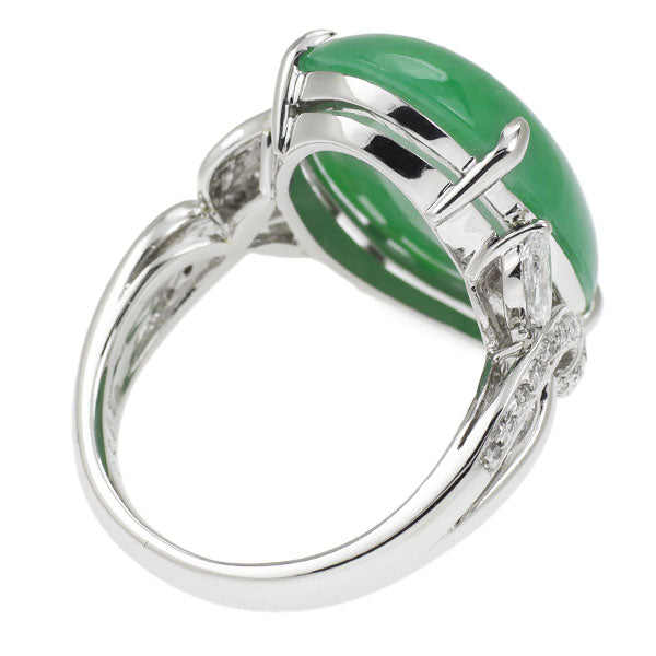 Pt900 Jade Diamond Ring 18.099ct D0.42ct 