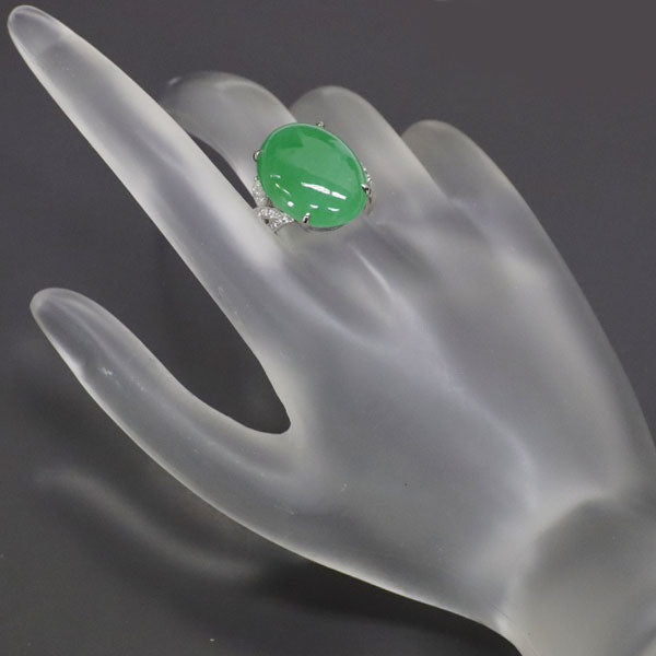 Pt900 Jade Diamond Ring 18.099ct D0.42ct 