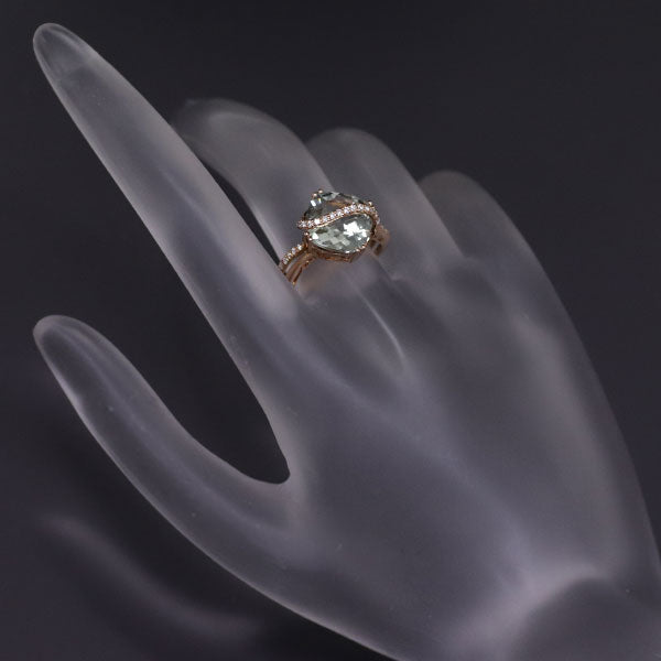 K18PG Quartz Diamond Ring 4.00ct D0.10ct 