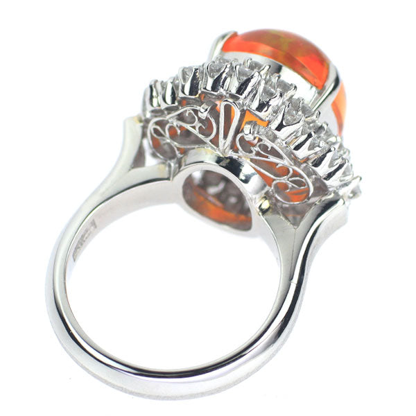 Pt900 Fire Opal Diamond Ring 3.65ct D0.88ct 