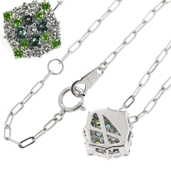 Rare K18WG Alexandrite Demantoid Garnet Diamond Pendant Necklace 0.27ct G0.16ct D0.26ct 