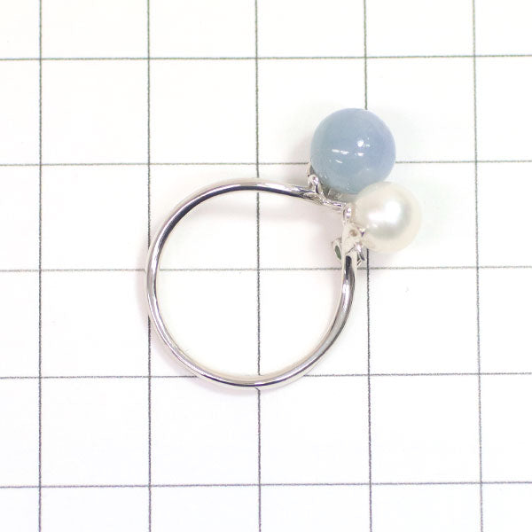 K18WG Lavender Jade Akoya Pearl Ring Diameter 7.6mm Diameter 6.2mm J0.06ct 