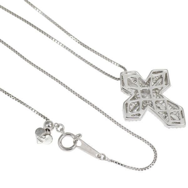 K18WG ダイヤモンド ペンダントネックレス 0.70ct クロス