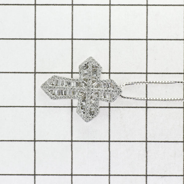 K18WG ダイヤモンド ペンダントネックレス 0.70ct クロス