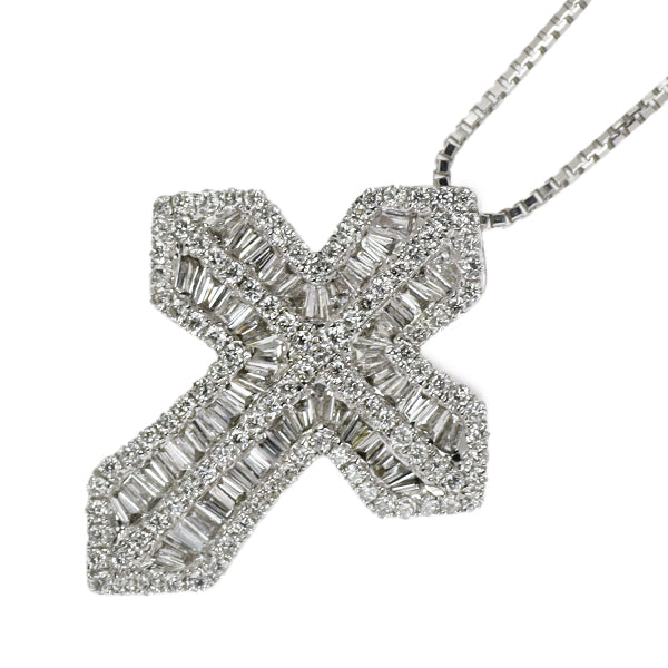 K18WG ダイヤモンド ペンダントネックレス 0.70ct クロス