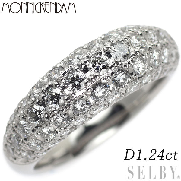 Monnickendam Pt900 Diamond Ring 1.24ct Pavé 