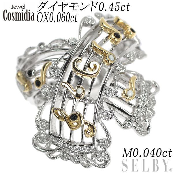 コスミディア K18YG/WG ダイヤモンド オニキス メノウ リング 0.45ct OX0.060ct M0.040ct