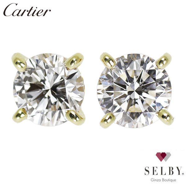 Cartier K18YG Diamond Earrings {Selby Ginza Store} [S, polished to like new] [Used] 
