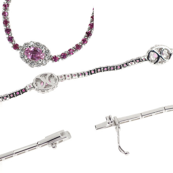 K18WG Pink Sapphire Diamond Necklace 2.50ct D0.60ct 