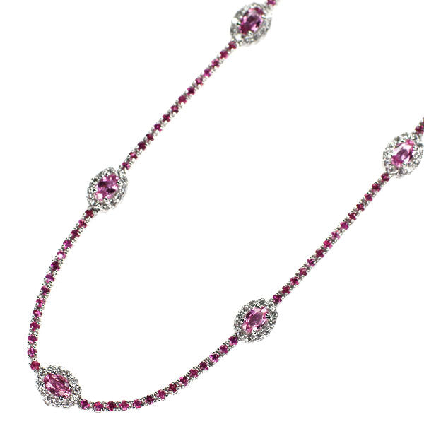 K18WG Pink Sapphire Diamond Necklace 2.50ct D0.60ct 