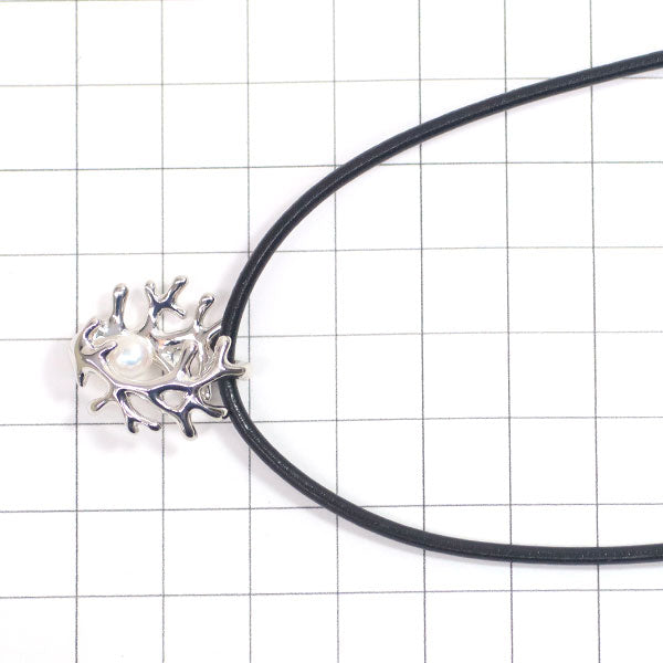 MIKIMOTO Rubber/K18WG Akoya Pearl Pendant Necklace, Diameter 5.0mm, 110th Anniversary Charity, Coral Motif 