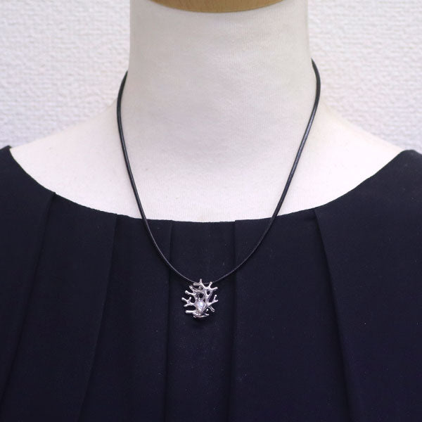 MIKIMOTO Rubber/K18WG Akoya Pearl Pendant Necklace, Diameter 5.0mm, 110th Anniversary Charity, Coral Motif 